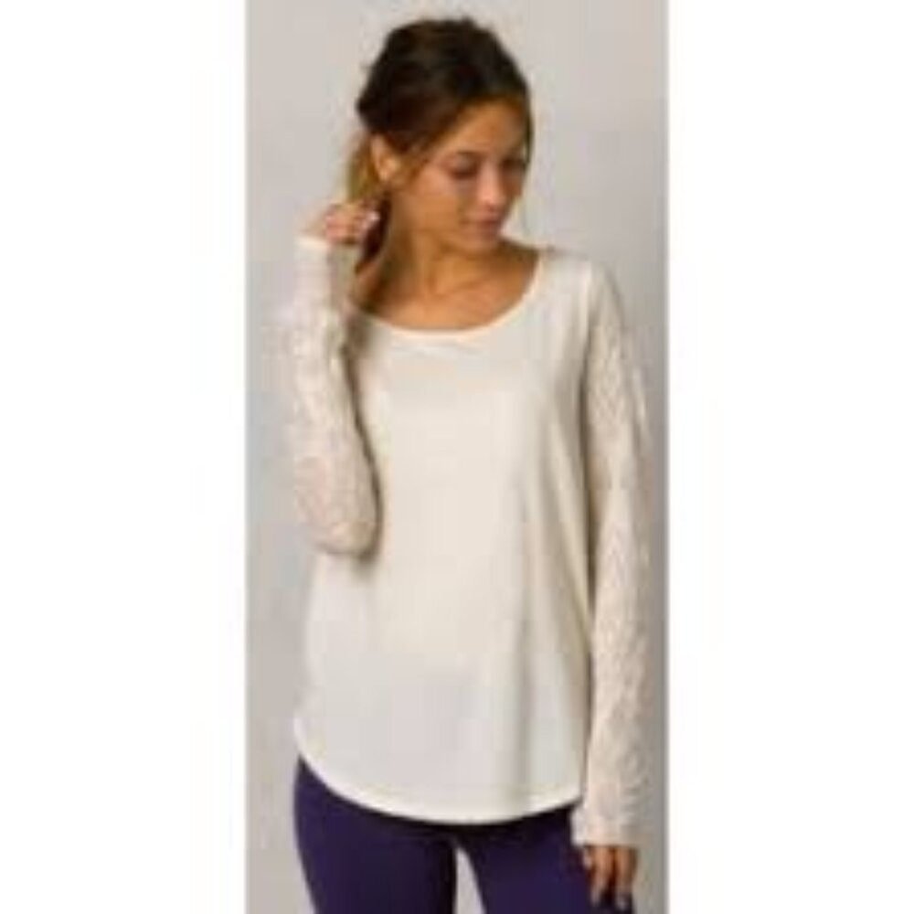 NWT prAna Beige Long Sleeve Long Sleeve Candi Top – Women’s SZ XL